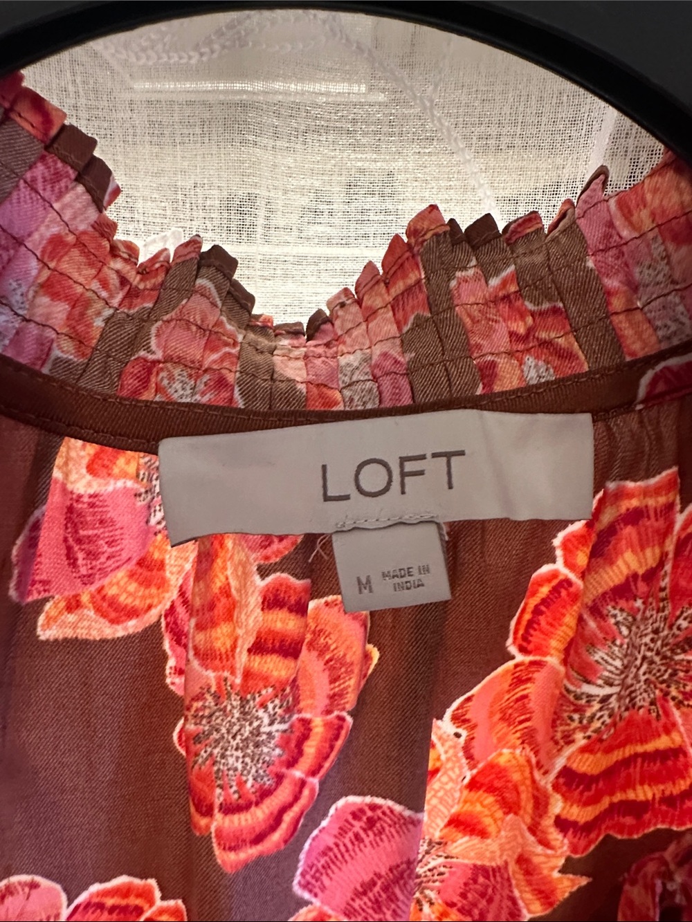 LOFT Brown Floral Sleeveless Camisole with Pink & Orange Flowers - Picture 2 of 8